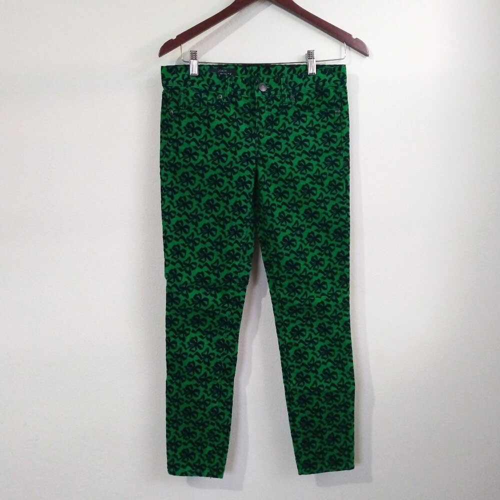 J. Crew sz 24 green corduroy bowtie pattern Toothpick pants